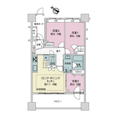 ライオンズマンション横濱元町キャナリシア 2階の間取図